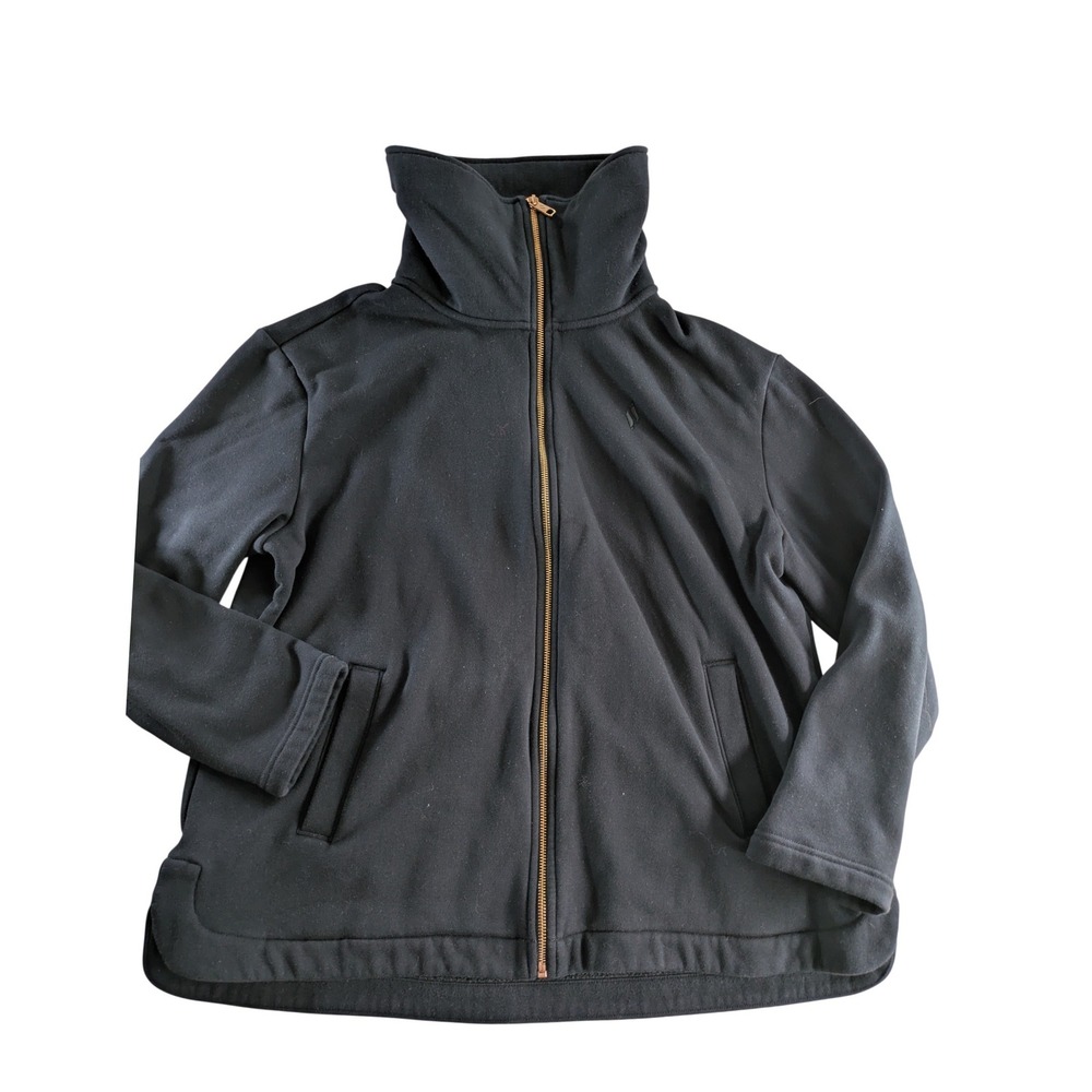 Skechers Womens XL Black Faux Fur Lined Full Zip Mock Neck Jacket Rose Gold Zip